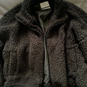 Urban Outfitters Black Sherpa Cropped Jacket